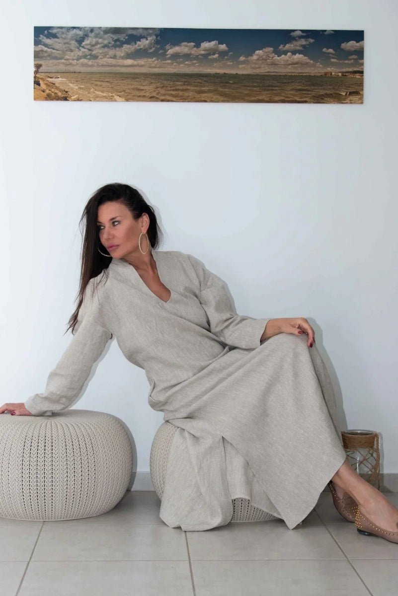 ENAS LONG LINEN DRESS - EUG FASHION EugFashion 