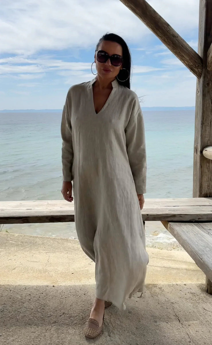 ENAS LONG LINEN DRESS - EUG FASHION EugFashion 