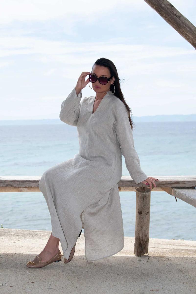 ENAS LONG LINEN DRESS - EUG FASHION EugFashion 