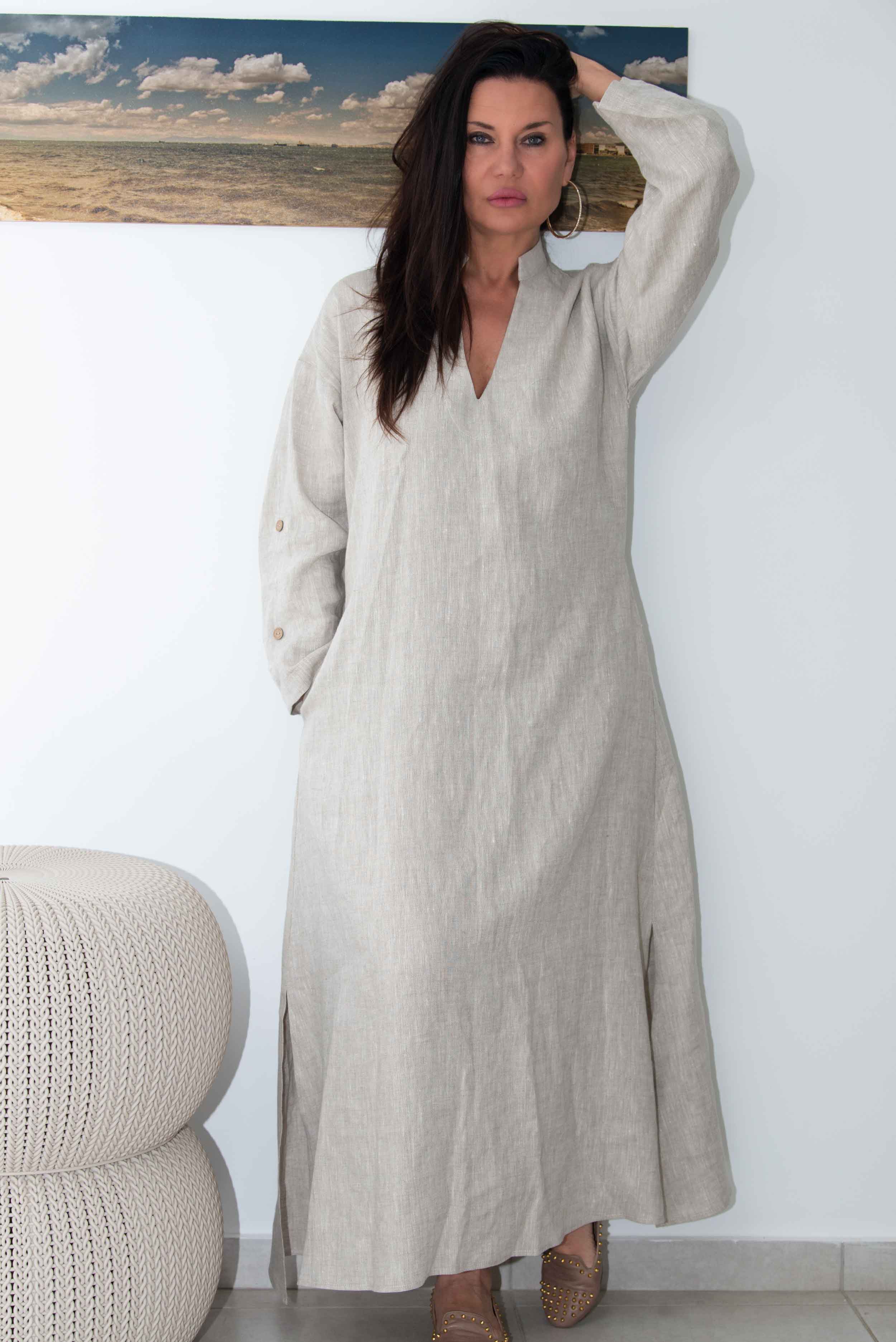 Linen long boho dress - EUG fashion #natural