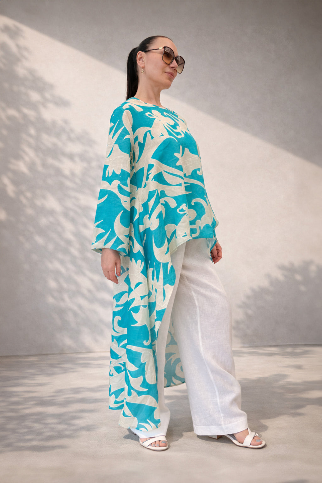 Linen woman wide set #blue