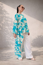 Linen woman wide set #blue