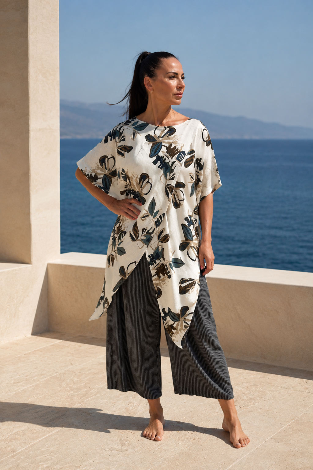 Linen floral tunic fabiana sleeveless