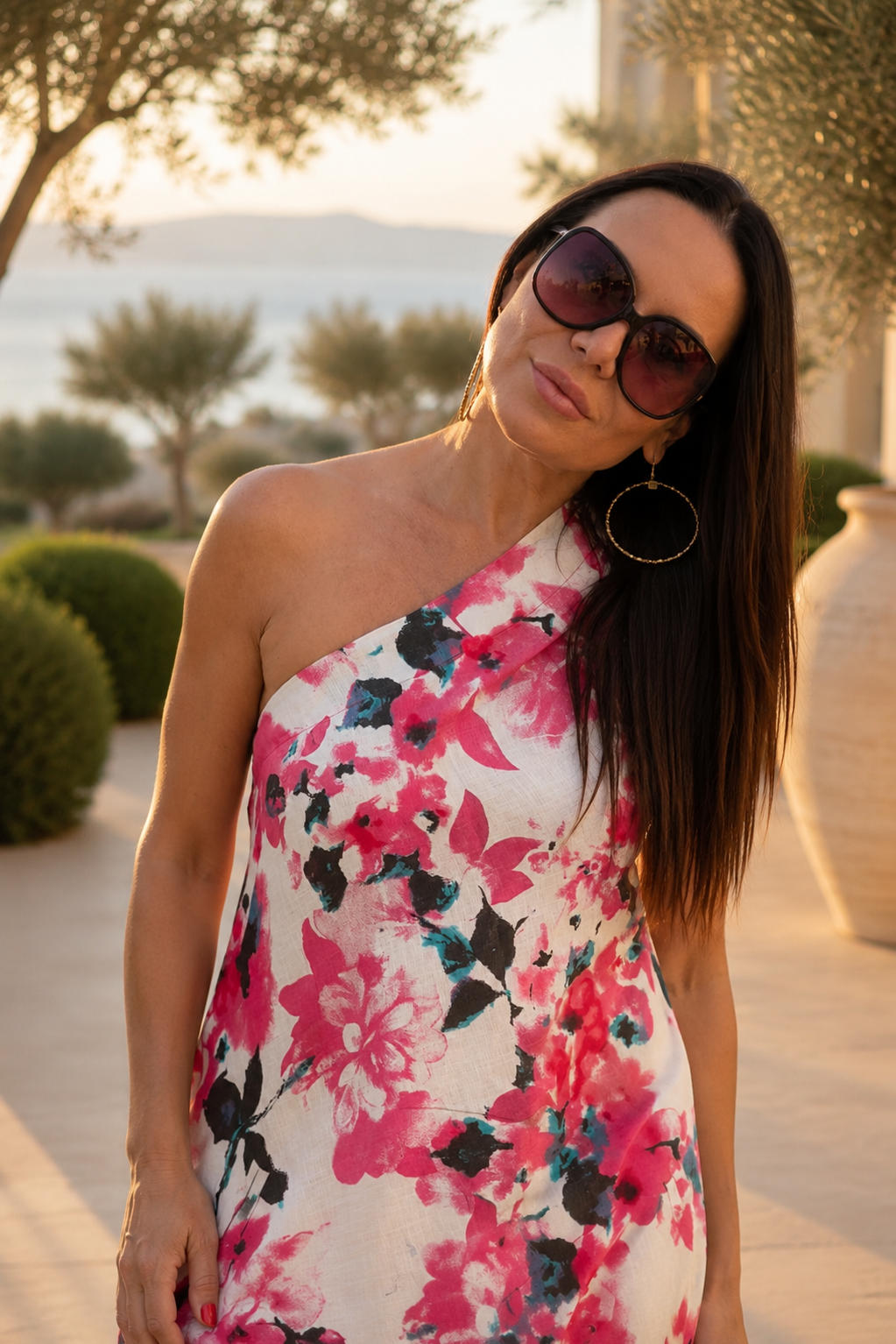 floral one shoulders dress