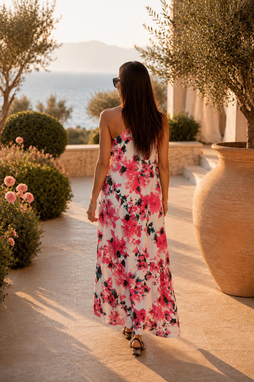 floral one shoulders dress