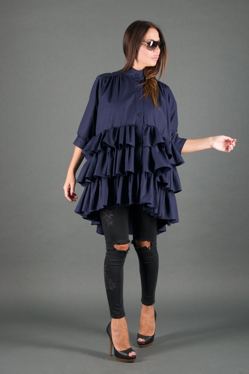 Flounces Loose Summer Shirt NOOR - EUG Fashion