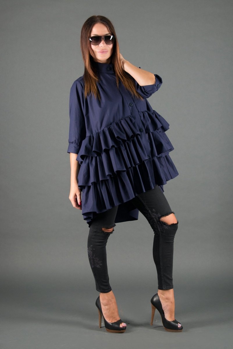 Flounces Loose Summer Shirt NOOR - EUG Fashion