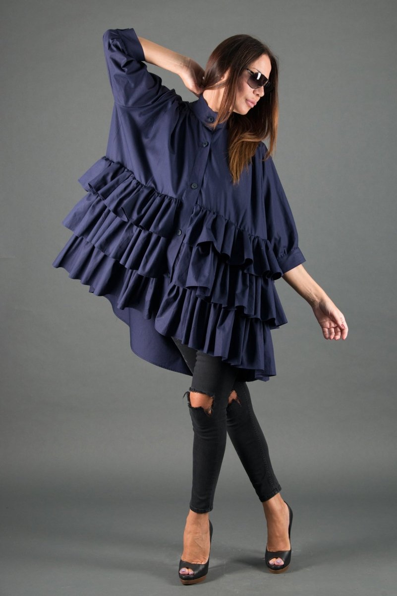 Flounces Loose Summer Shirt NOOR - EUG Fashion