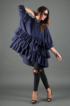 Flounces Loose Summer Shirt NOOR - EUG Fashion