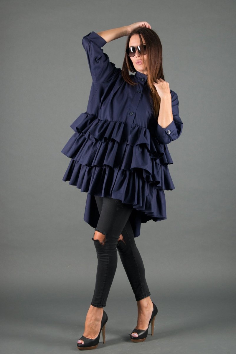 Flounces Loose Summer Shirt NOOR - EUG Fashion