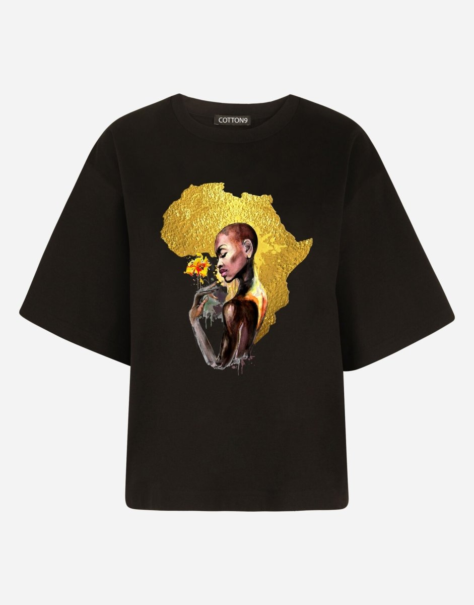 Gold African Woman T-shirt - EUG Fashion