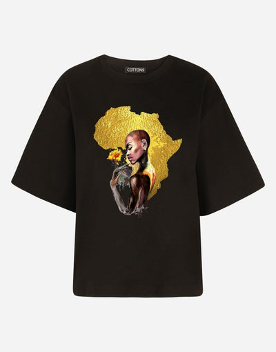 Gold African Woman T-shirt - EUG Fashion EugFashion 