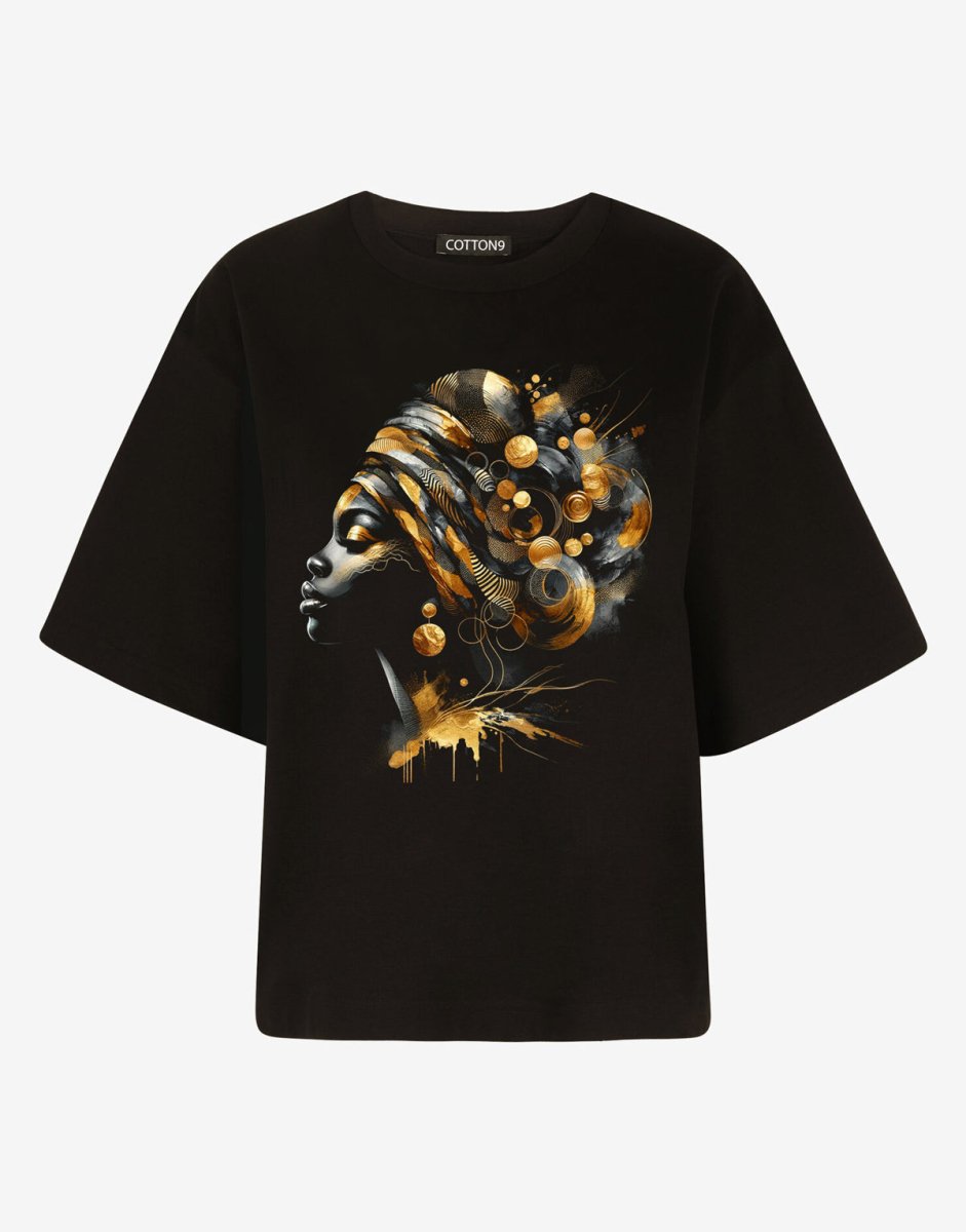 Gold African woman Tshirt - EUG Fashion