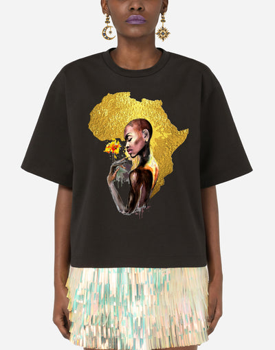 Gold African Woman T-shirt EugFashion 