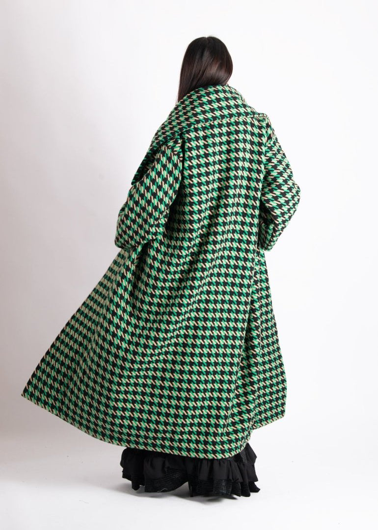Green Houndstooth Coat OFELIA - EUG Fashion