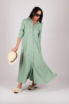 linen-shirt-long-dress #mint-green