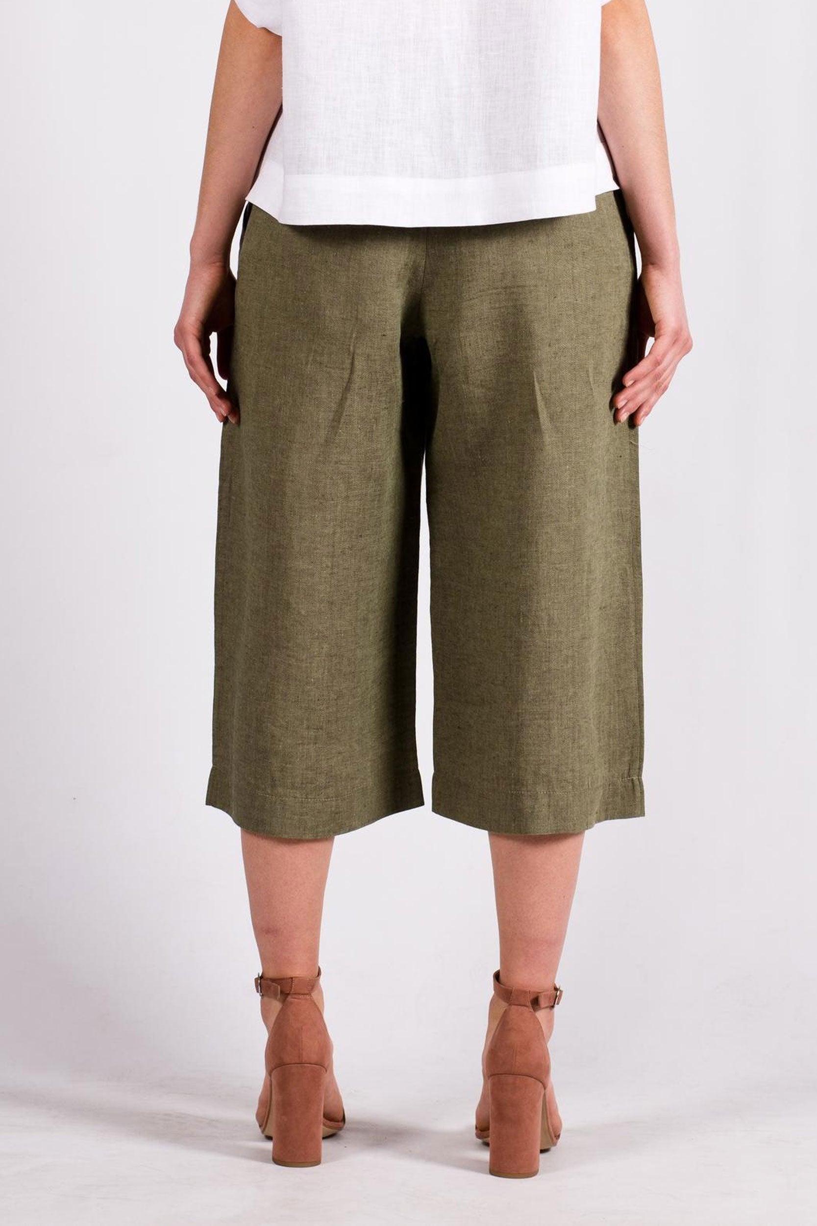 linen capri pants Capri — EUG Fashion #military-green