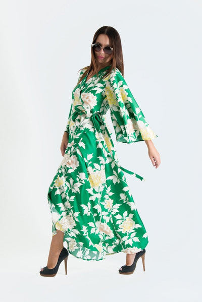 Green Summer Wrap Dress ASTRID - EUG Fashion EugFashion 