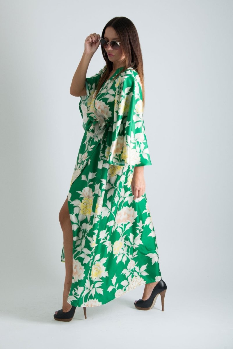 Green Summer Wrap Dress ASTRID - EUG Fashion EugFashion 