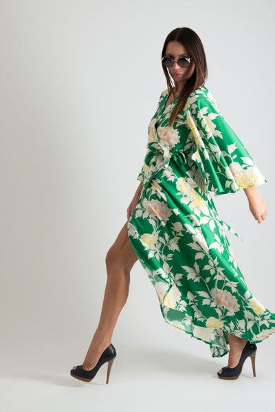 Green Summer Wrap Dress ASTRID - EUG Fashion EugFashion 