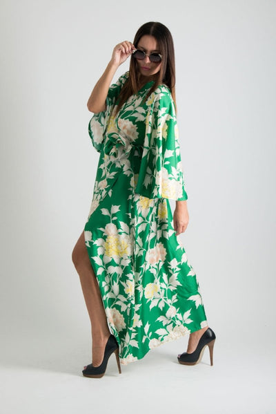 Green Summer Wrap Dress ASTRID - EUG Fashion EugFashion 