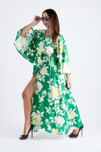 Green Summer Wrap Dress ASTRID - EUG Fashion EugFashion 