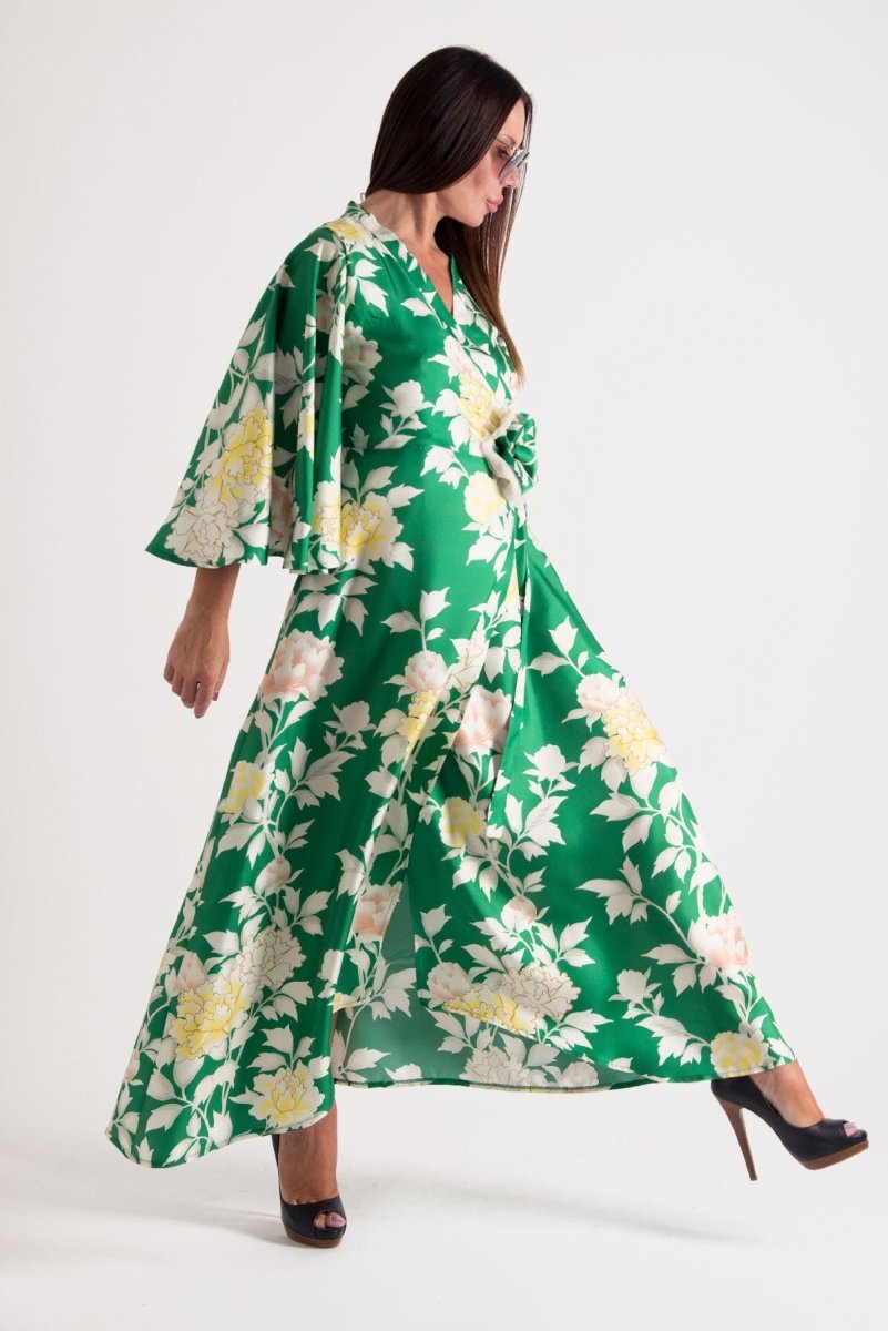 Green Summer Wrap Dress ASTRID - EUG Fashion EugFashion 