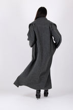 Dark grey wool blend cape coat Ofelia with belt - EUG Fashion #dark-grey