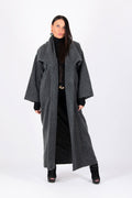 Dark grey wool blend cape coat Ofelia with belt - EUG Fashion #dark-grey
