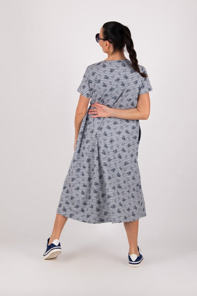 Grey Print Cotton Dress EMY SALE - EUG Fashion EugFashion 