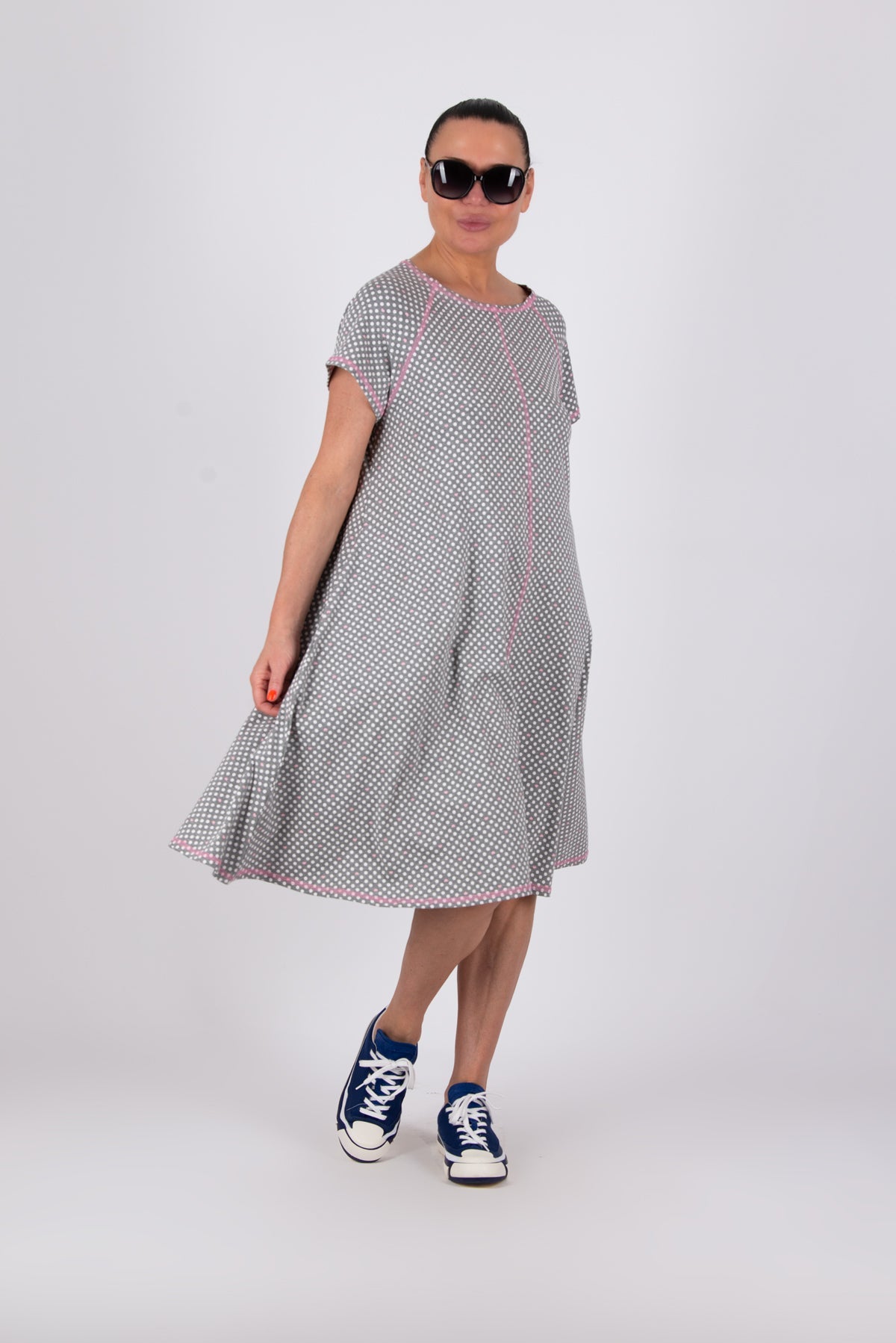 Grey Woman Print Dress ASIA SALE - EUG FASHION EugFashion 