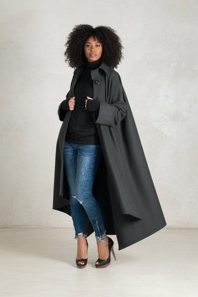 Grey Wool Women Coat FEDERICA - EUG Fashion EugFashion 