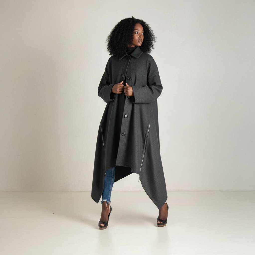Grey Wool Women Coat FEDERICA - EUG Fashion