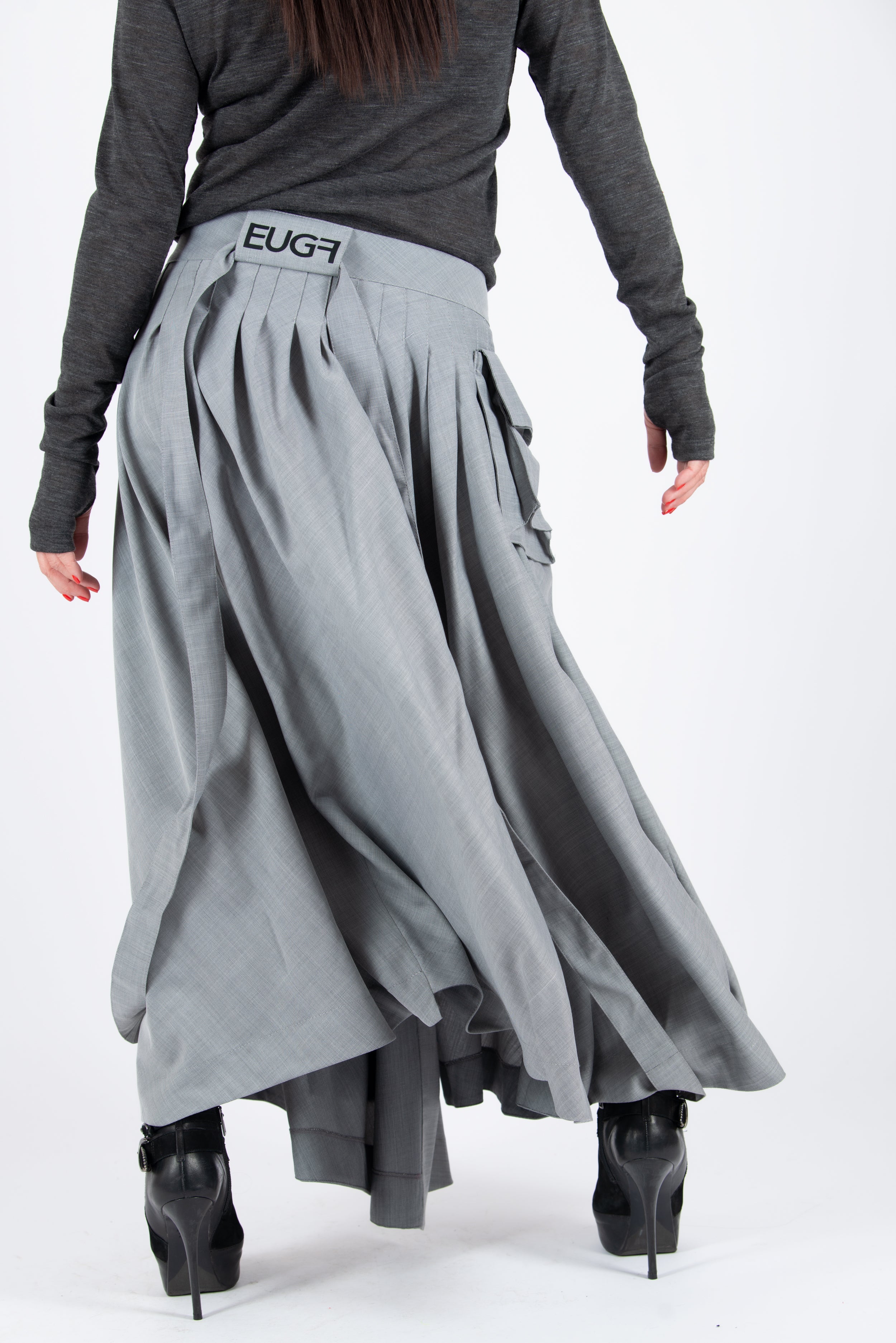 light gray maxi skirt - EUG fashion