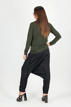 Black drop-crotch harem pants Erika — EUG Fashion #black

