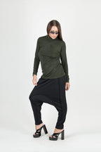 Black drop-crotch harem pants Erika — EUG Fashion #black

