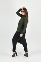 Black drop-crotch harem pants Erika — EUG Fashion #black

