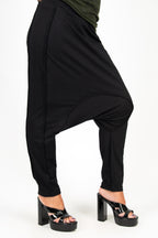 Black drop-crotch harem pants Erika — EUG Fashion #black

