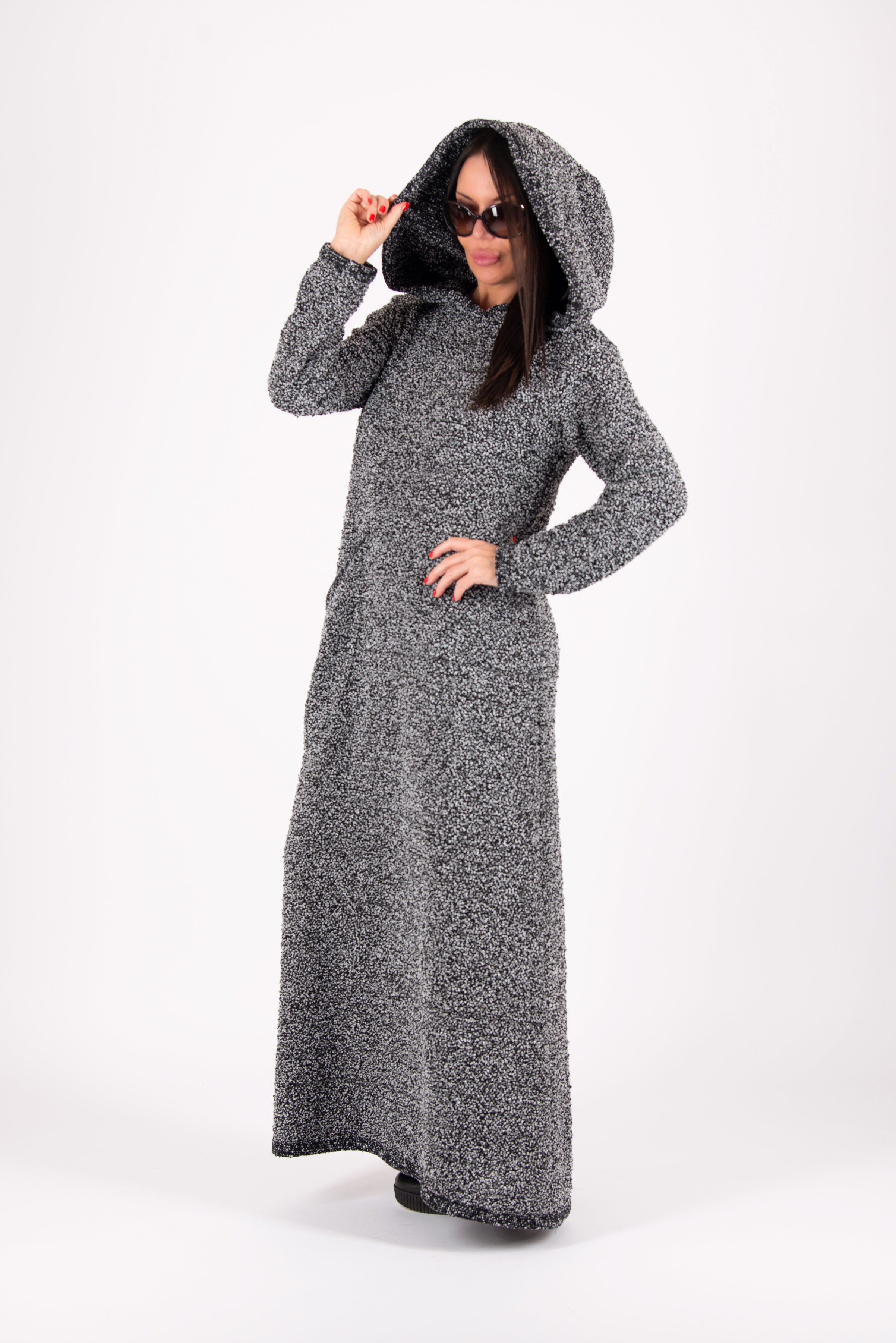 Hooded Knitted Dress - Linda