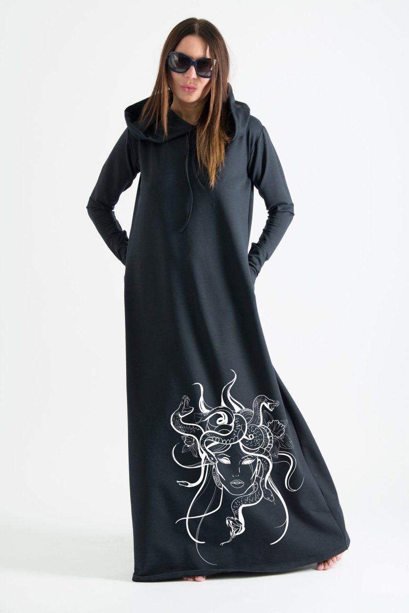 Hooded Octopus Printed Dress TINA - EUG Fashion