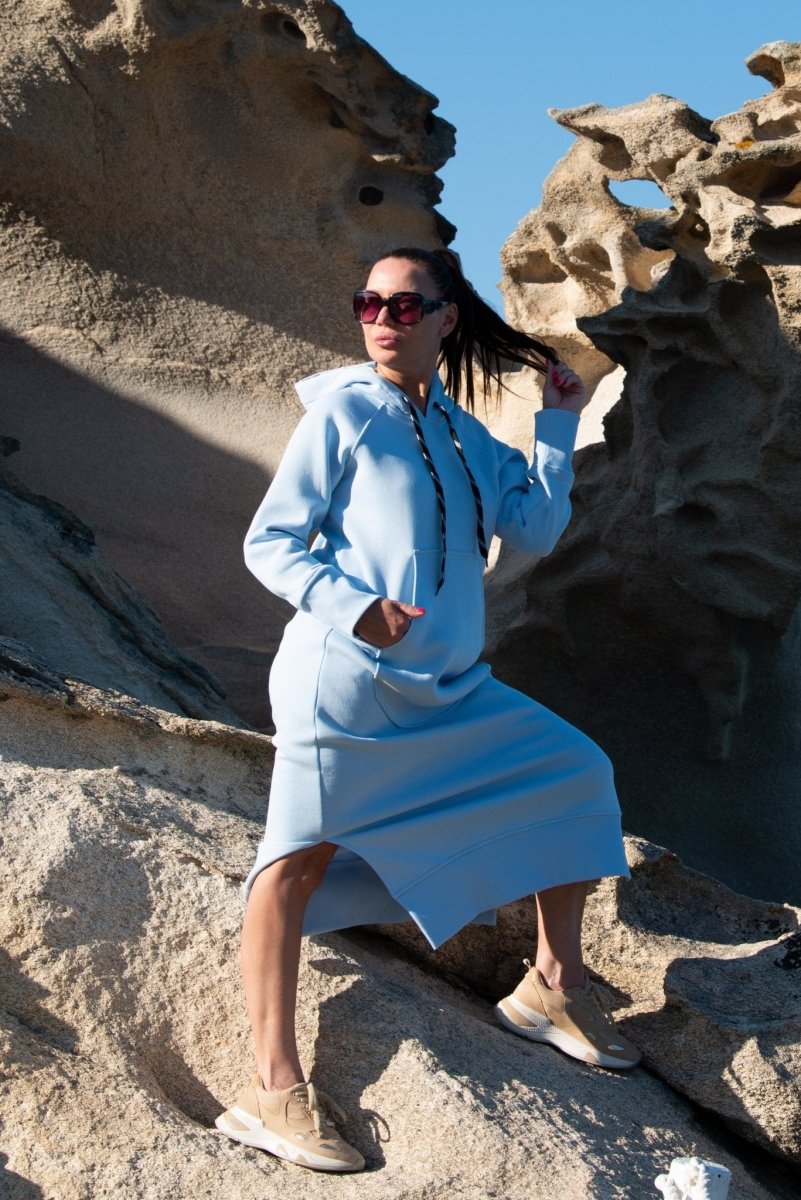 Hooded Sweatshirt Dress SUZANA - EUG Fashion