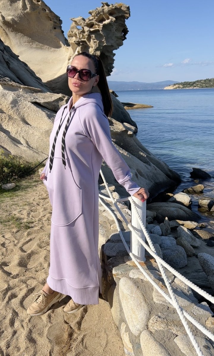 Hooded Sweatshirt Dress SUZANA - EUG Fashion