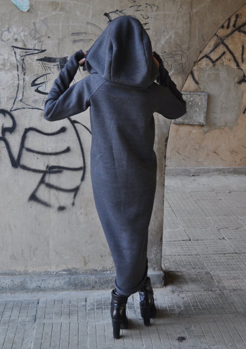 Hooded Warm Dress Ribbed Edge MELINDA - EUG Fashion