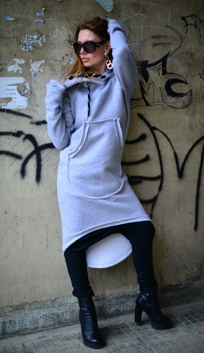 Hooded Warm Dress Ribbed Edge MELINDA - EUG Fashion