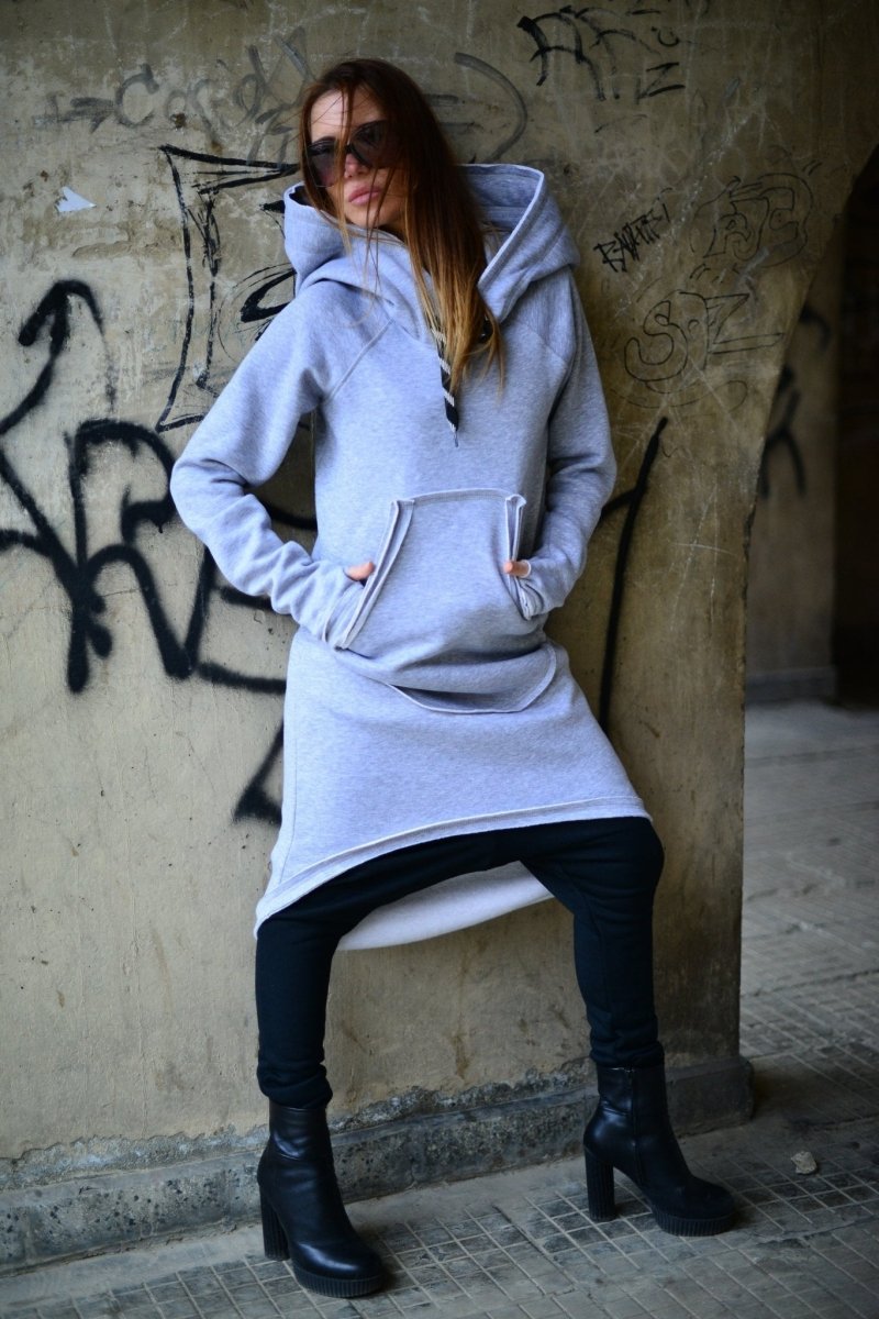 Hooded Warm Dress Ribbed Edge MELINDA - EUG FASHION EugFashion 