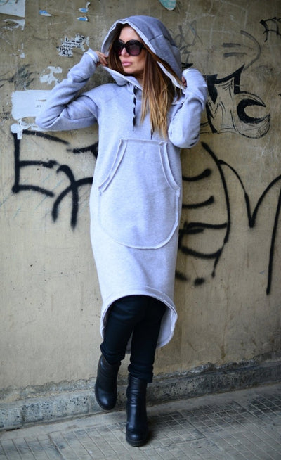 Hooded Warm Dress Ribbed Edge MELINDA - EUG FASHION EugFashion 