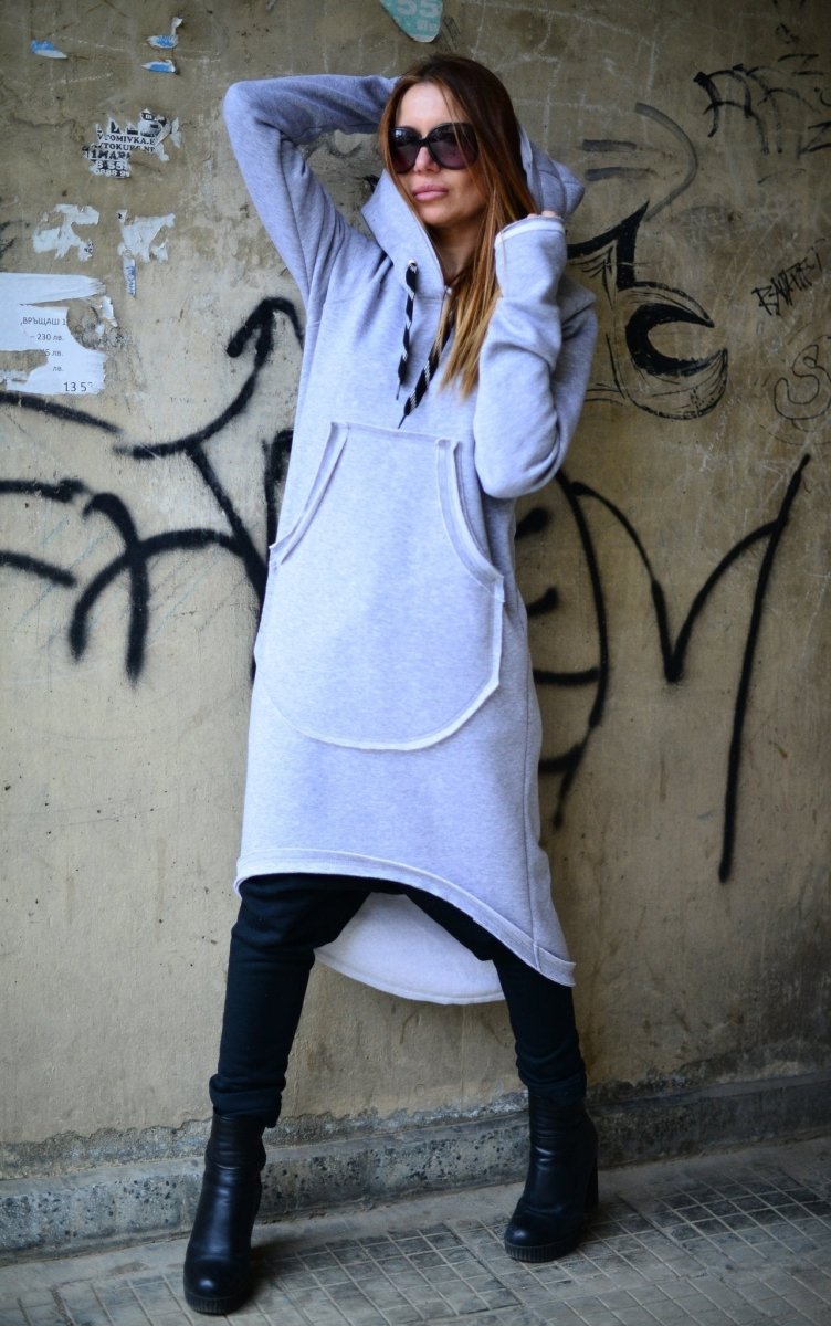 Hooded Warm Dress Ribbed Edge MELINDA - EUG FASHION EugFashion 