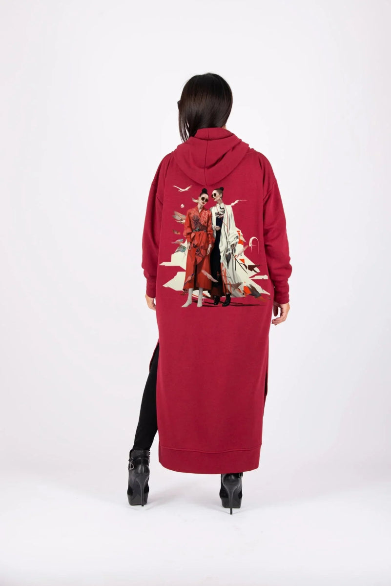 Hooded Zipper Print Vest TRANI - EUG Fashion
