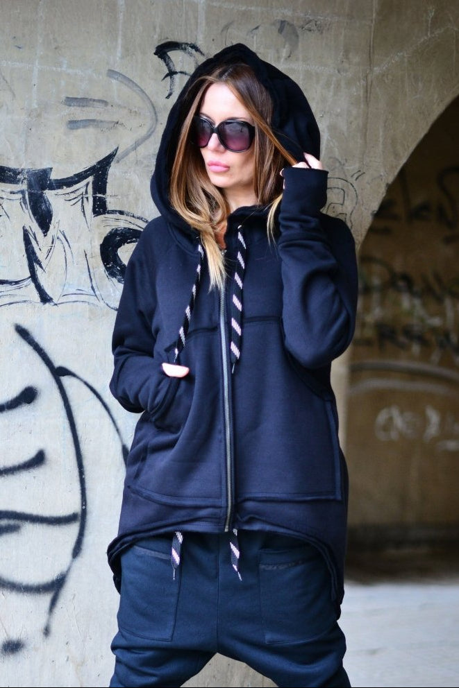 Hooded Zipper Sweatshirt top MELL - EUG Fashion