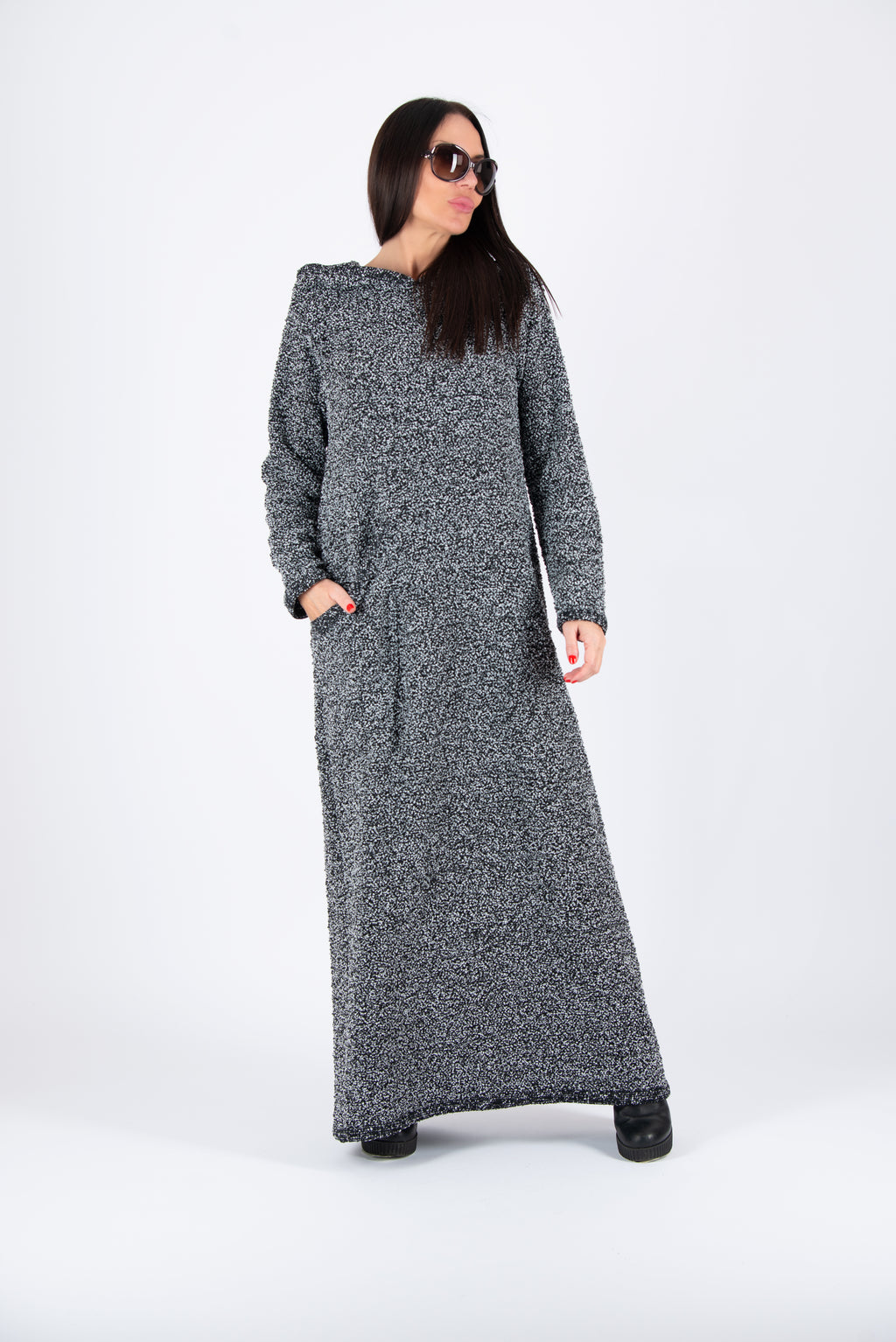 Hooded Knitted Dress - Linda